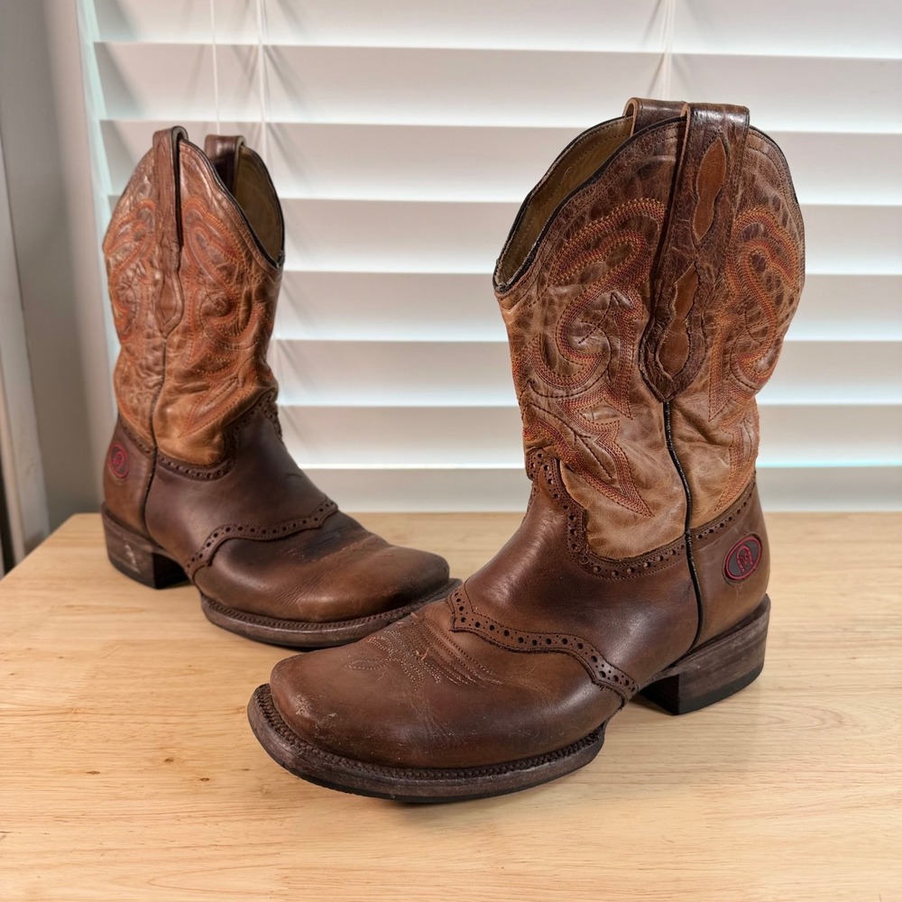 El Vaquero Fonseca Cowboy Boots Men's Dark Brown Leather Pull On Western - 8.5